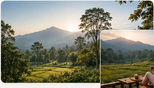 Pemandangan hijau bernuansa pegunungan